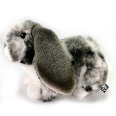 Bild von Hase Widder Kaninchen Kuscheltier mit Schlappohren grau weiß Plüschtier BOMMEL
