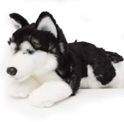 Bild von Husky Kuscheltier liegend 40 cm schwarz-weiß - Plüsch Hund NUGGET