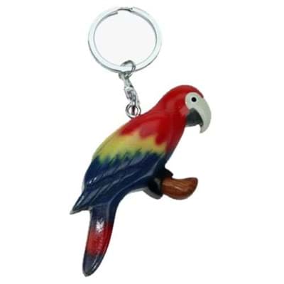 Bild von Scharlachara Hellroter Ara Papagei Vogel Schlüsselanhänger Taschenanhänger aus Holz 