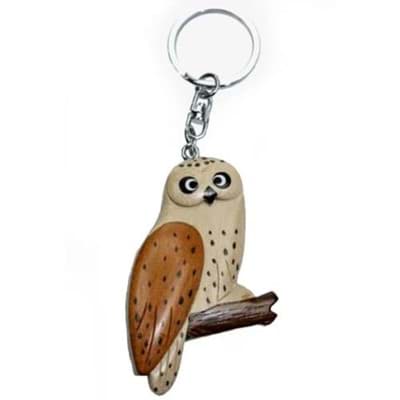 Bild von Schleiereule Schneeeule Vogel Schlüsselanhänger Taschenanhänger aus Holz 