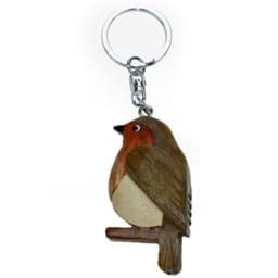 Bild von Vogel Singvogel Rotkehlchen Schlüsselanhänger Taschenanhänger aus Holz 