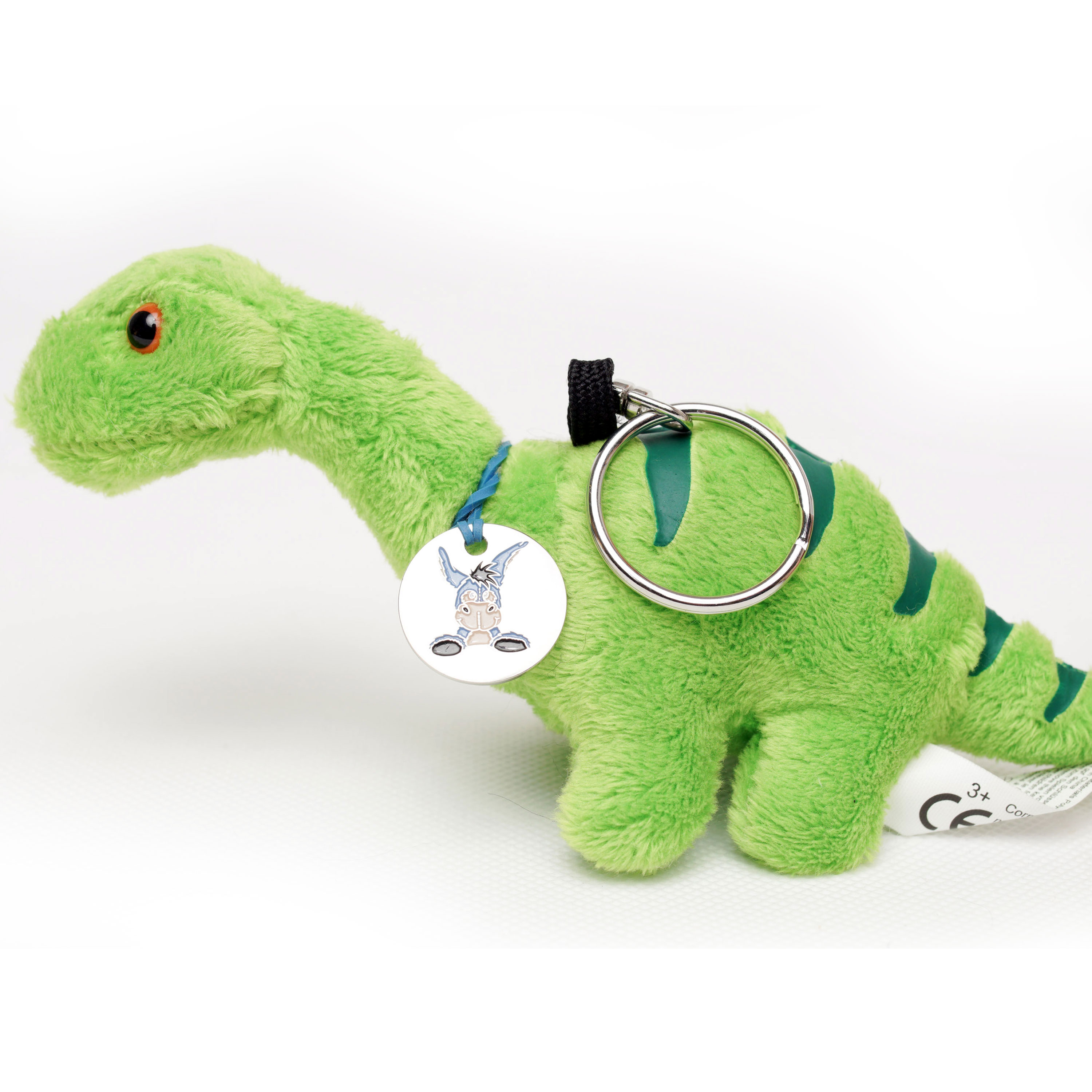 . Dinosaurier Schlüsselanhänger Plüsch Apatosaurus grün  Kuscheltier Anhänger RINGO