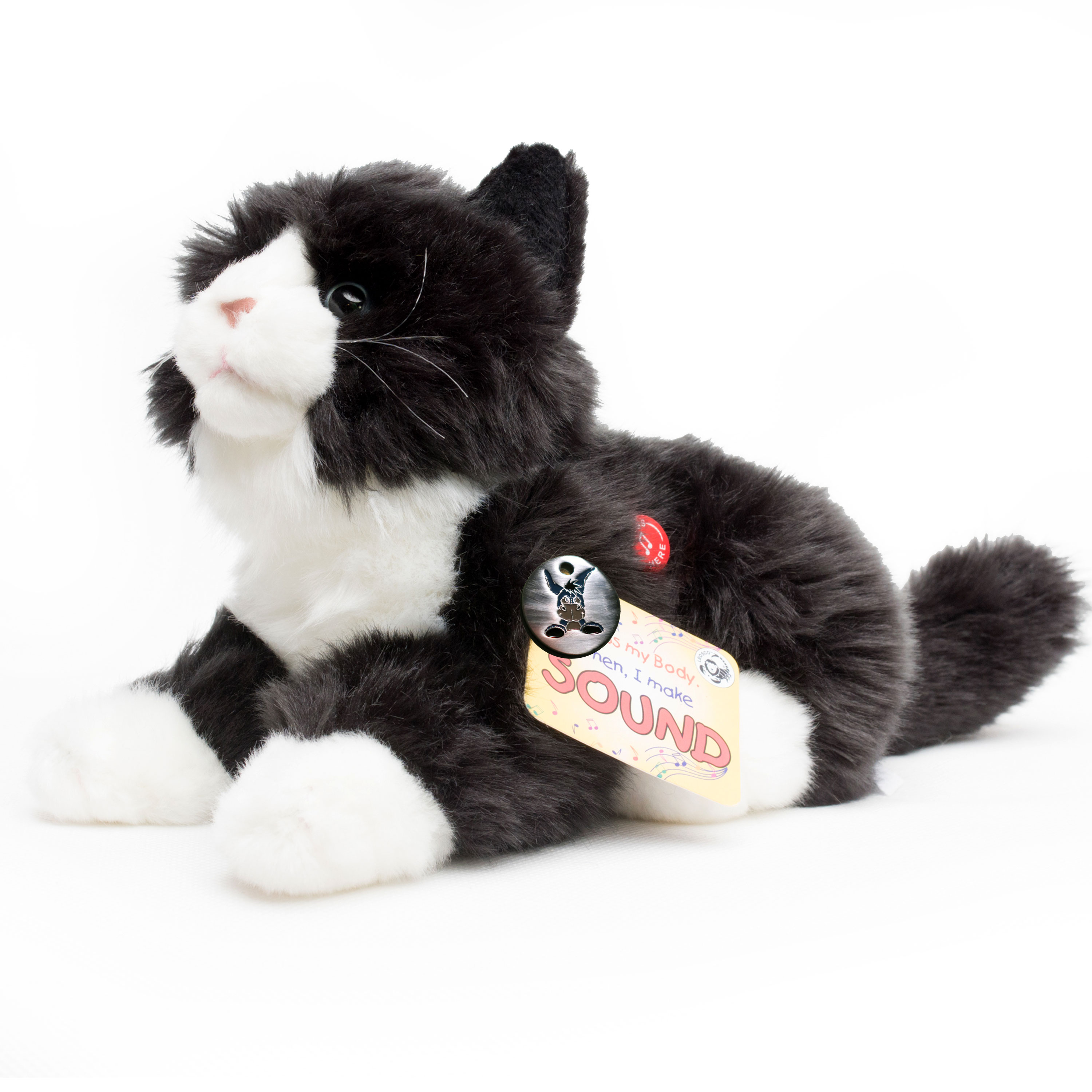 „Katze“ liegend schwarz Plüschtier Kuscheltier Stofftier Plüsch Haustier Kater 