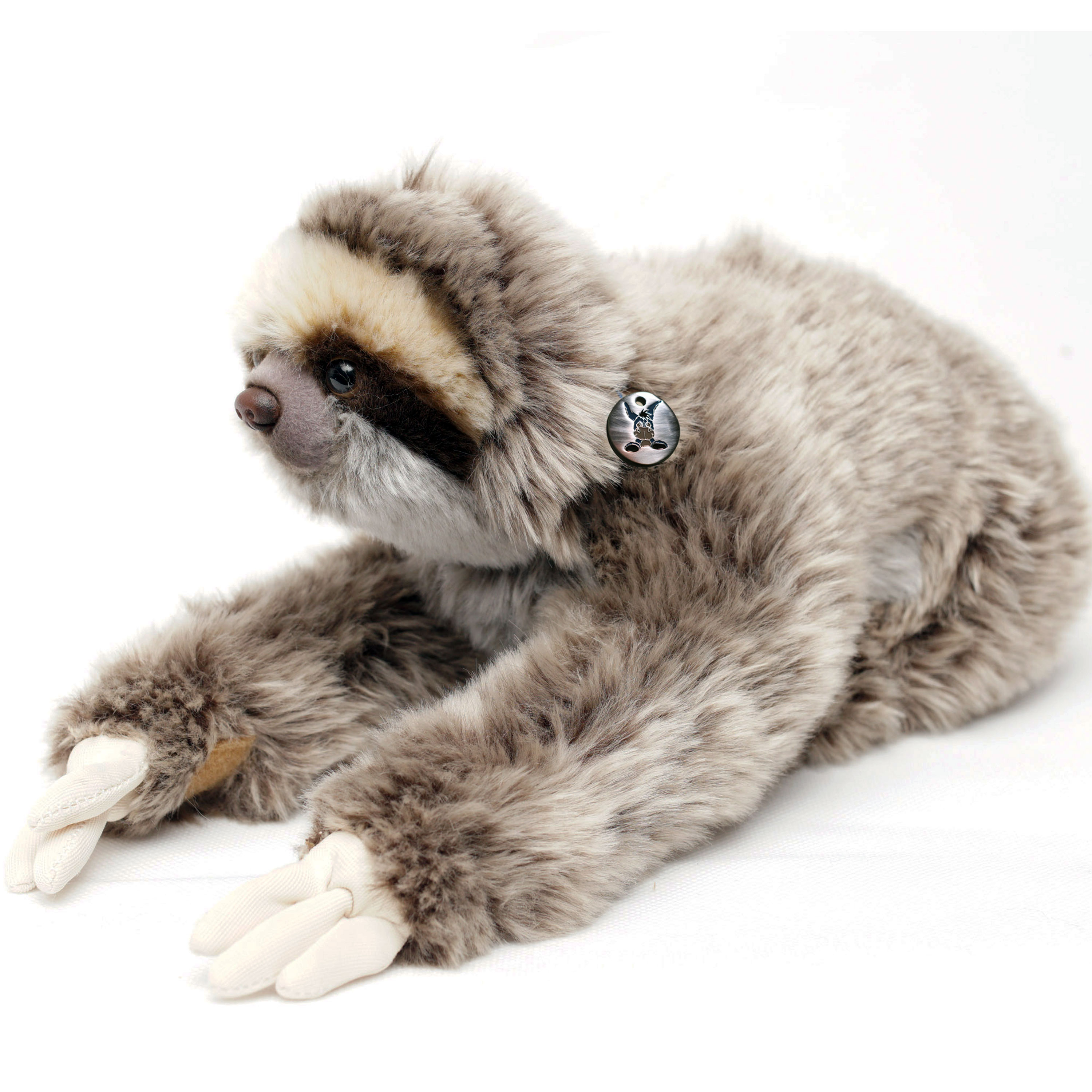 Faultier Sloth Plüschtier Kuscheltier Stofftier liegend originalgetreu mit Klett 