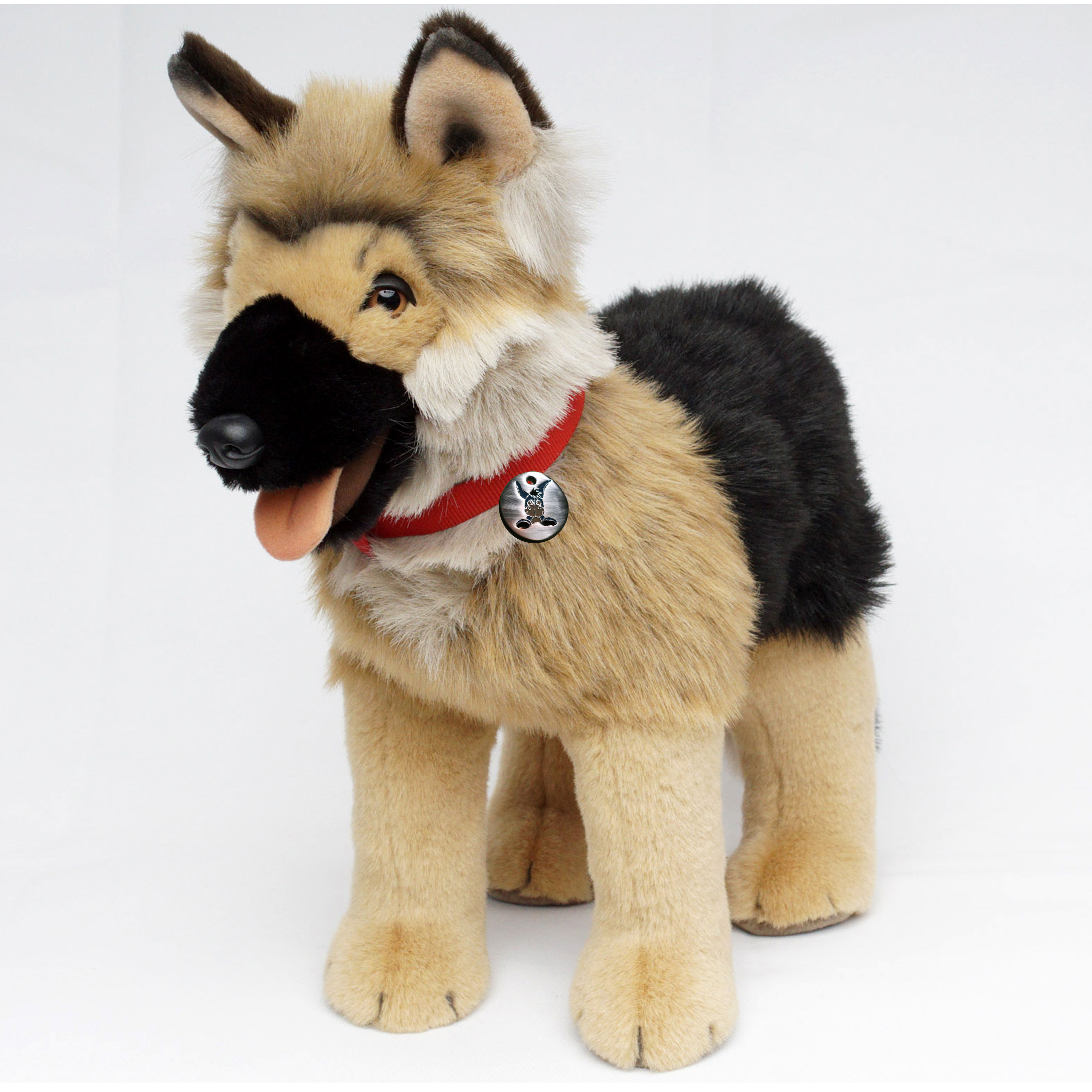 Plüsch Hund Schäferhund mit Halsband Dog Stofftier Kuscheltier 25 cm Neu 