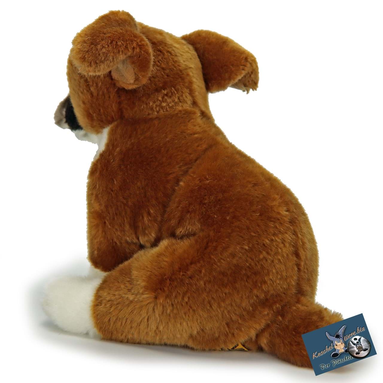 Plüsch-Hund drollig sitzend 22cm Knochen Stofftier Kuscheltier Boxer Rottweiler 