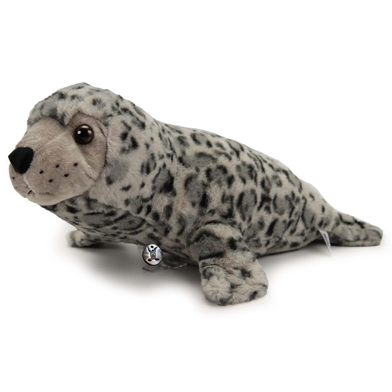 22 cm Seehund-Baby Kuscheltier Plüschrobbe Largha-Robbe Plüsch/Stoff grau-braun 